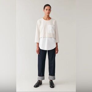 COS Oversized Woven Jersey Top